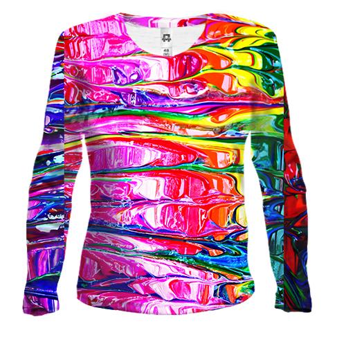 Жіночий 3D лонгслів Rainbow abstraction
