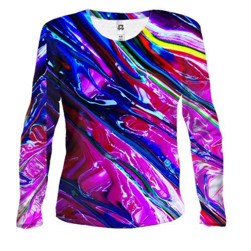 Жіночий 3D лонгслів Rainbow abstraction 2