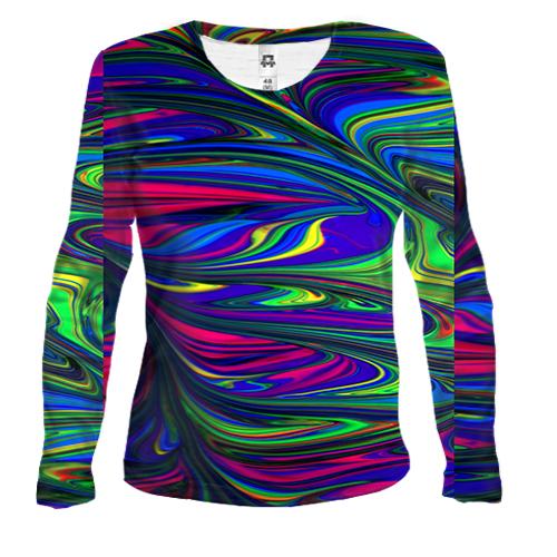 Жіночий 3D лонгслів Rainbow abstraction 3