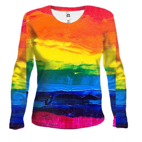 Жіночий 3D лонгслів Rainbow Abstraction 5