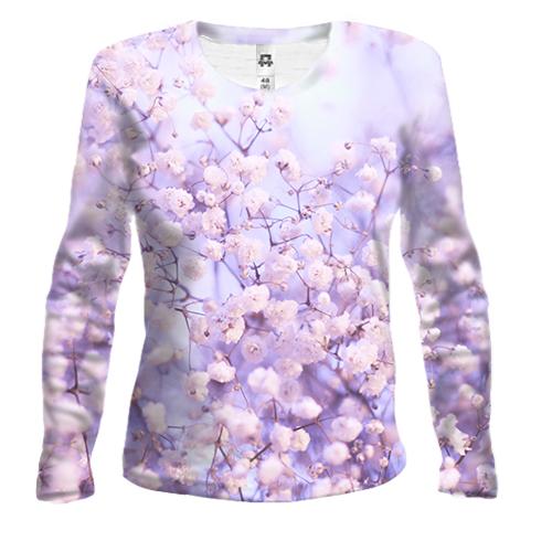 Женский 3D лонгслив Cute pink flowers