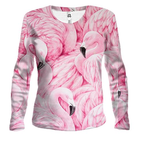 Жіночий 3D лонгслів Flamingo pattern