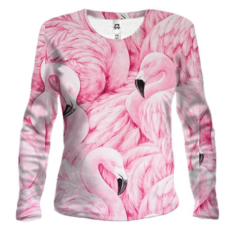 Женский 3D лонгслив Flamingo pattern