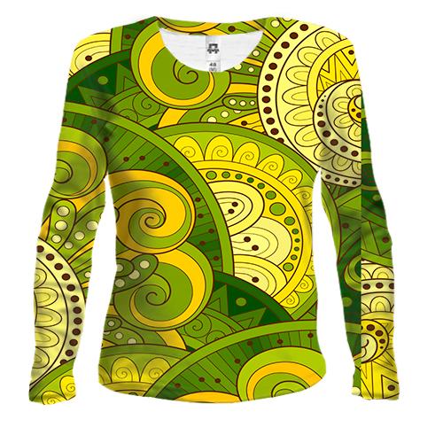Жіночий 3D лонгслів Green mandala