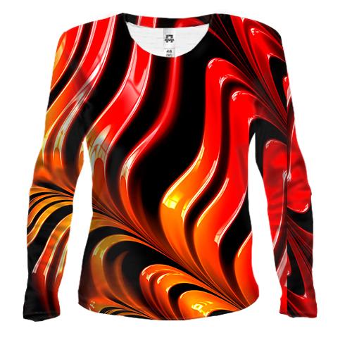 Женский 3D лонгслив Abstraction red lines