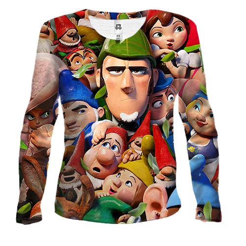 Женский 3D лонгслив Sherlock Gnomes