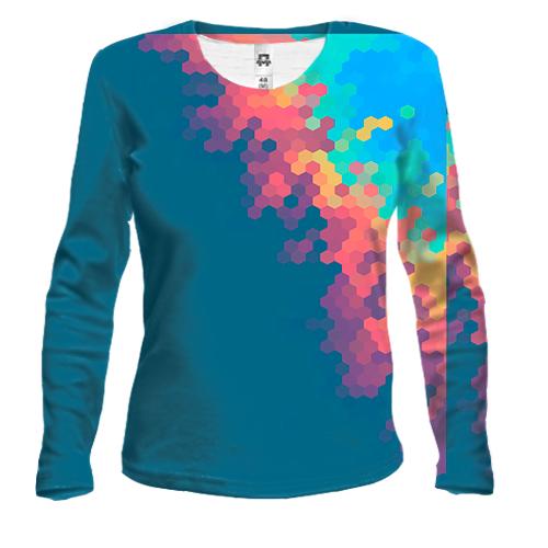Женский 3D лонгслив Multicolor abstraction 15