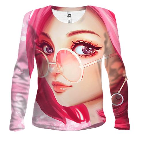 Женский 3D лонгслив Pink anime girl