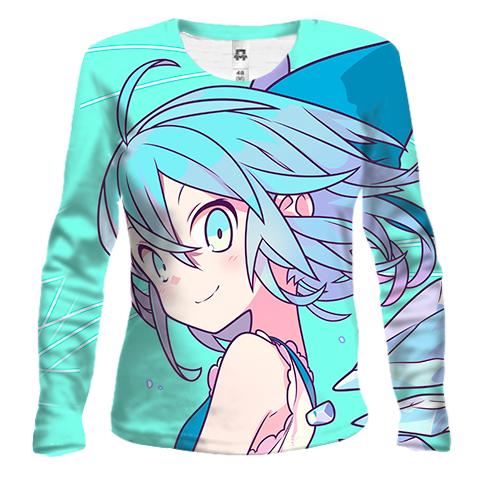 Жіночий 3D лонгслів Blue anime girl