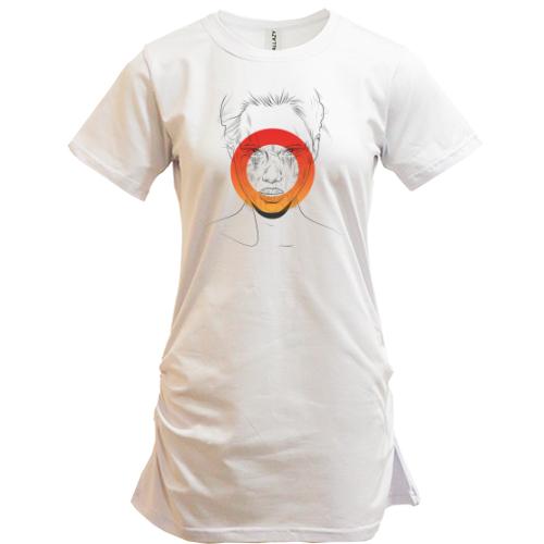 Удлиненная футболка Portrait with an orange circle