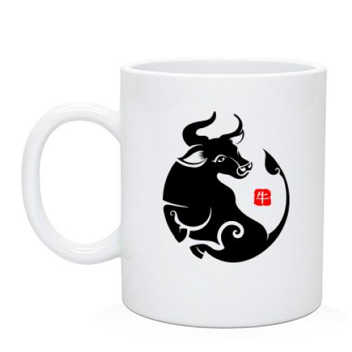 Чашка Новорічний бик в китайському стилі