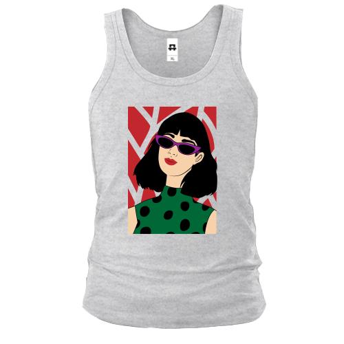 Мужская майка Art girl with glasses