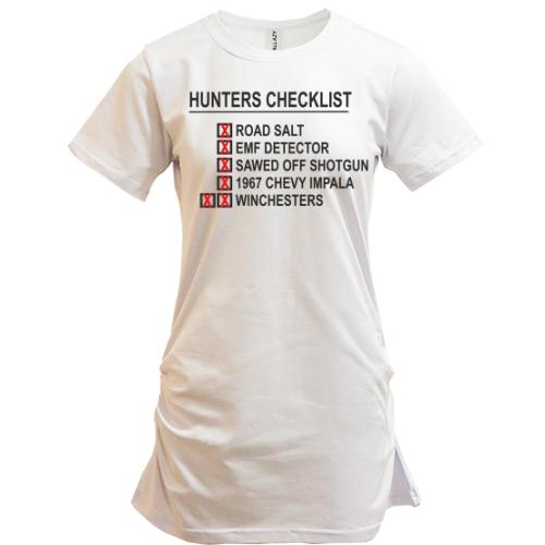 Подовжена футболка  с принтом  Hunters checklist