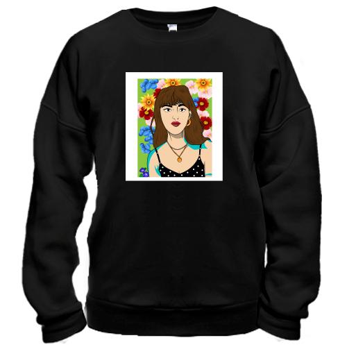 Свитшот Brown-haired woman in flowers
