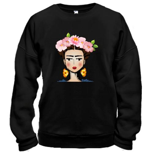 Свитшот Girl with pink flowers