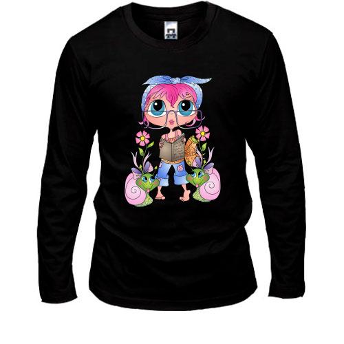 Лонгслів Girl with pink hair
