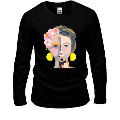 Лонгслив Woman with pop art portrait