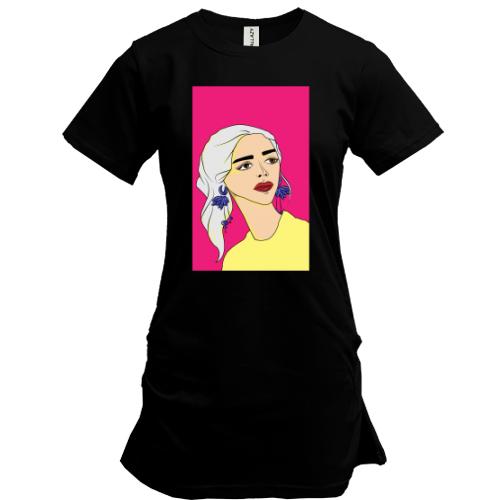 Удлиненная футболка Blonde on pink background