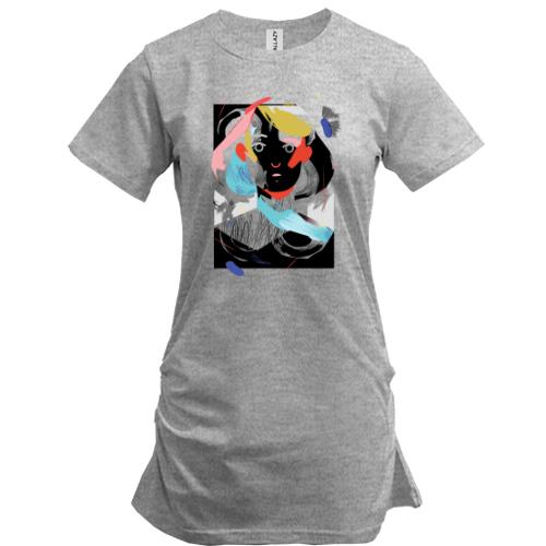 Удлиненная футболка Woman portrait abstraction