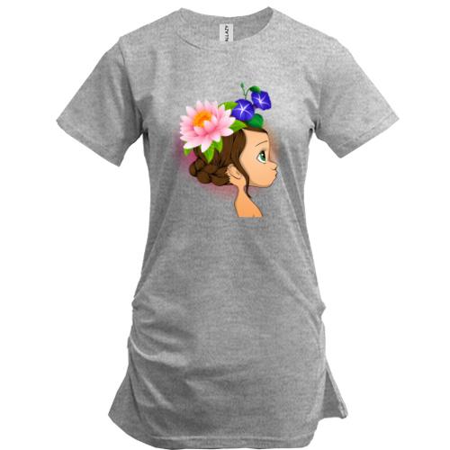 Удлиненная футболка Baby with flowers