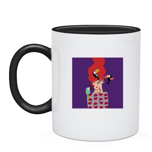 Чашка Redhead girl with birds