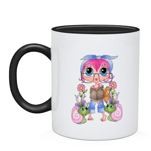 Чашка Girl with pink hair