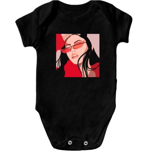 Дитячий боді Girl with red glasses art