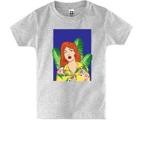 Детская футболка Redhead girl with leaves
