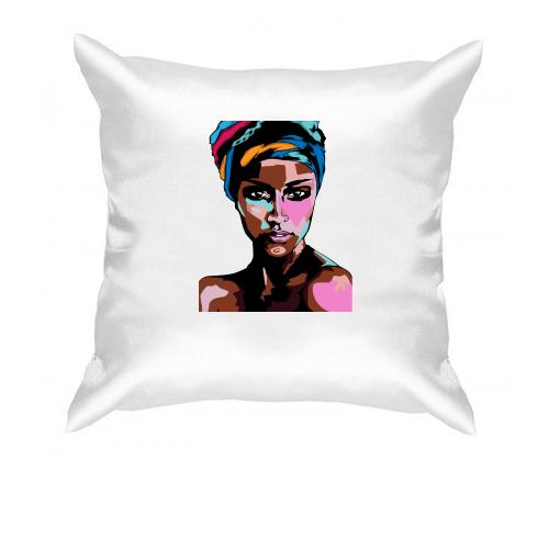 Подушка Woman portrait paint