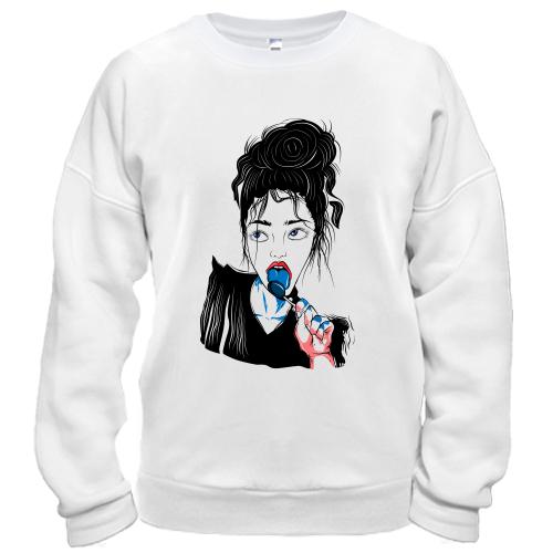 Свитшот Girl portrait art blue lollipop