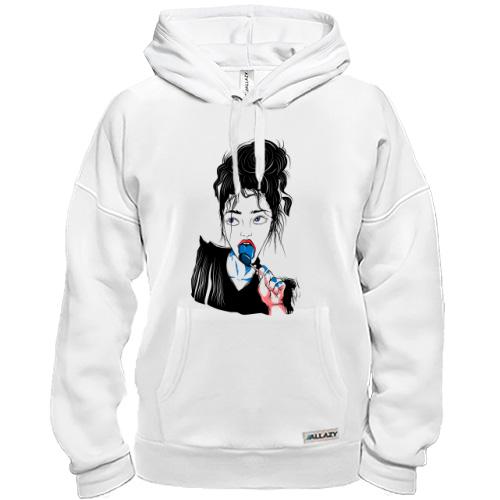 Толстовка Girl portrait art blue lollipop