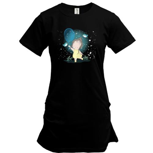 Удлиненная футболка Baby girl with a balloon
