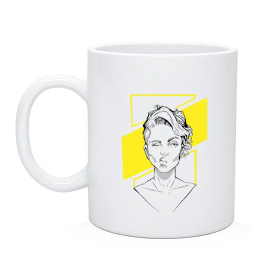 Чашка Girl portrait art yellow