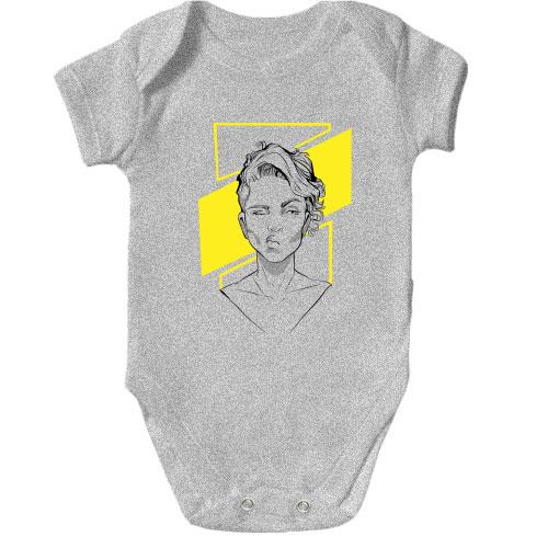 Дитячий боді Girl portrait art yellow