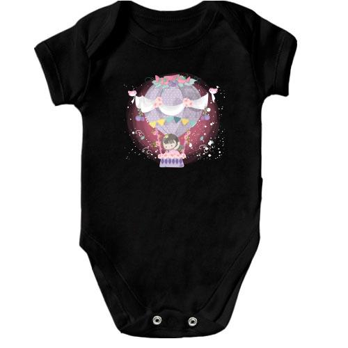 Дитячий боді Baby girl in hot air balloon