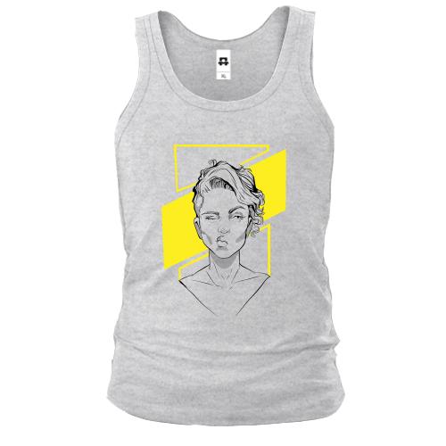 Мужская майка Girl portrait art yellow