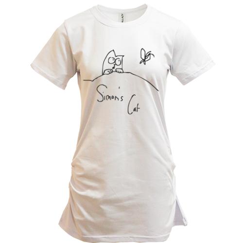 Подовжена футболка Simon's Cat з метеликом