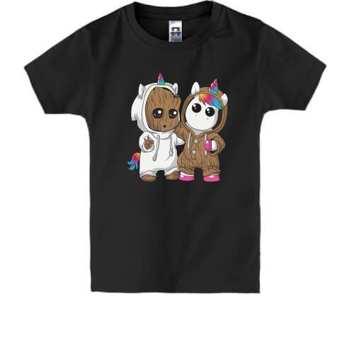 Дитяча футболка Baby groot and unicorn