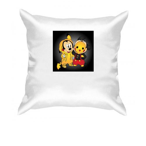 Подушка Mickey mouse and pikachu