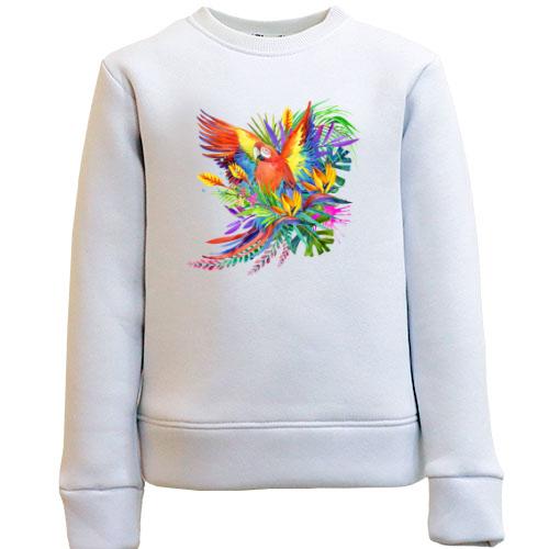 Детский свитшот с ярким попугаем с цветами (1)