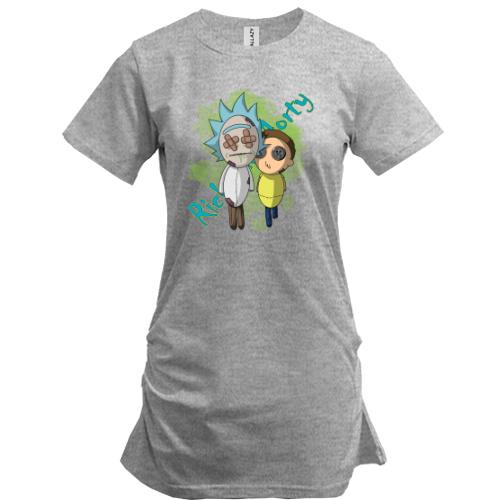 Удлиненная футболка Rick and Morty dolls