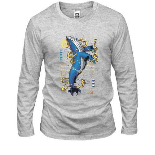 Лонгслив Whale upright art