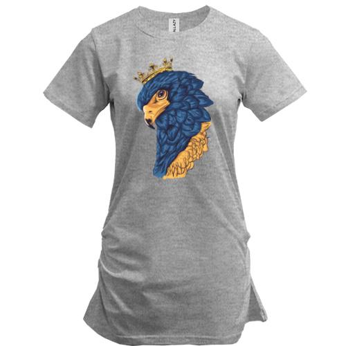 Удлиненная футболка Yellow-blue bird
