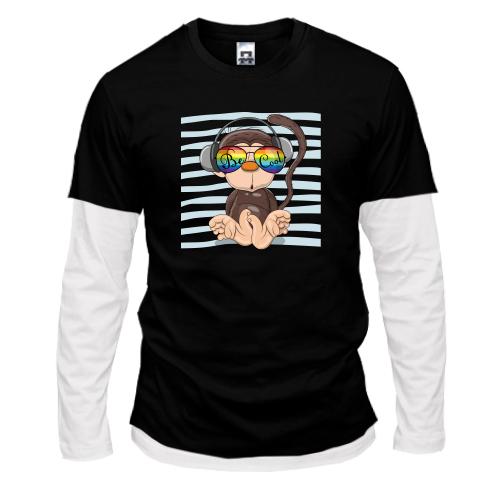 Комбінований лонгслів Baby monkey with glasses