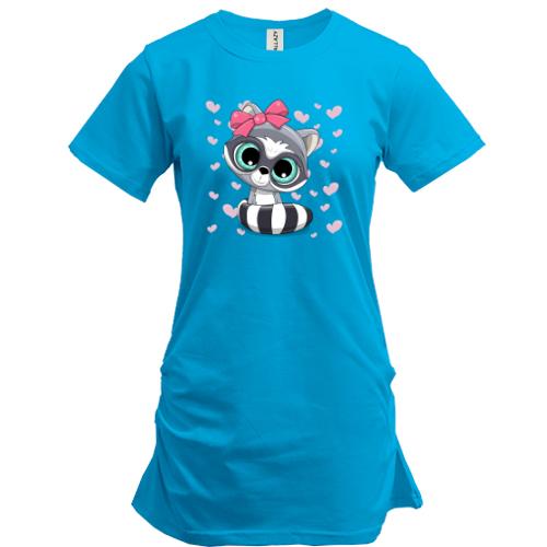 Удлиненная футболка Baby raccoon girl