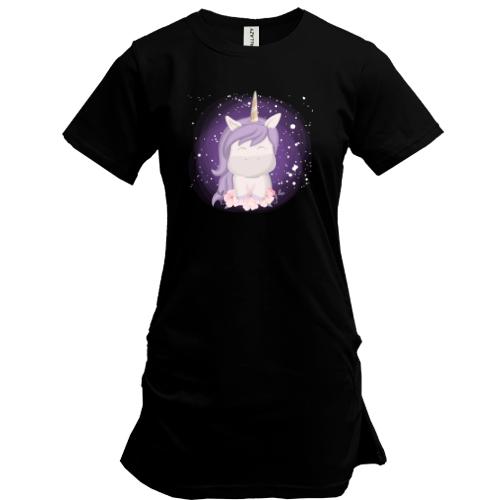 Удлиненная футболка Baby unicorn purple