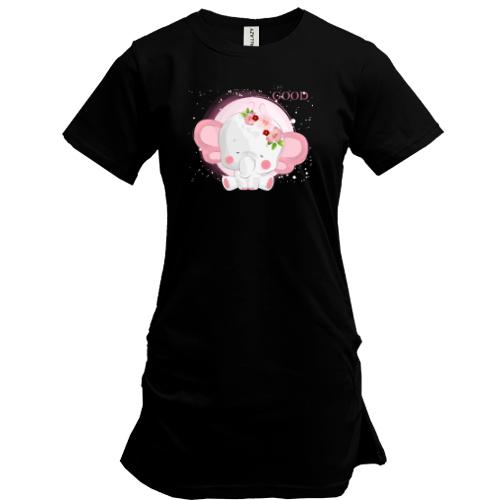 Удлиненная футболка Baby elephant pink