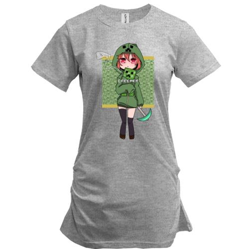 Удлиненная футболка Minecraft Girl