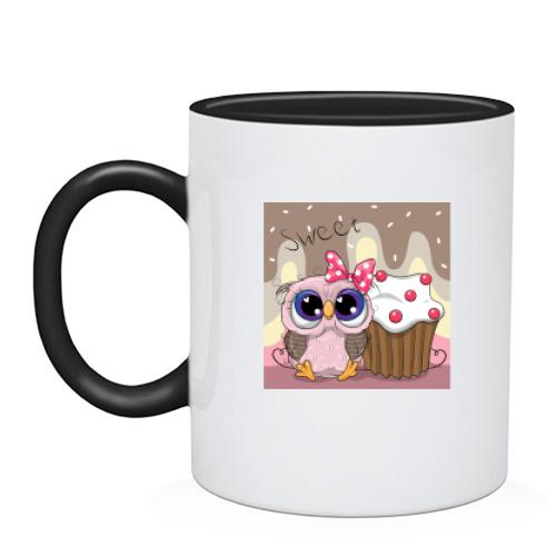 Чашка Baby owl with cupcake