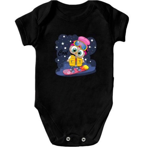 Детский боди Baby owl snowboard